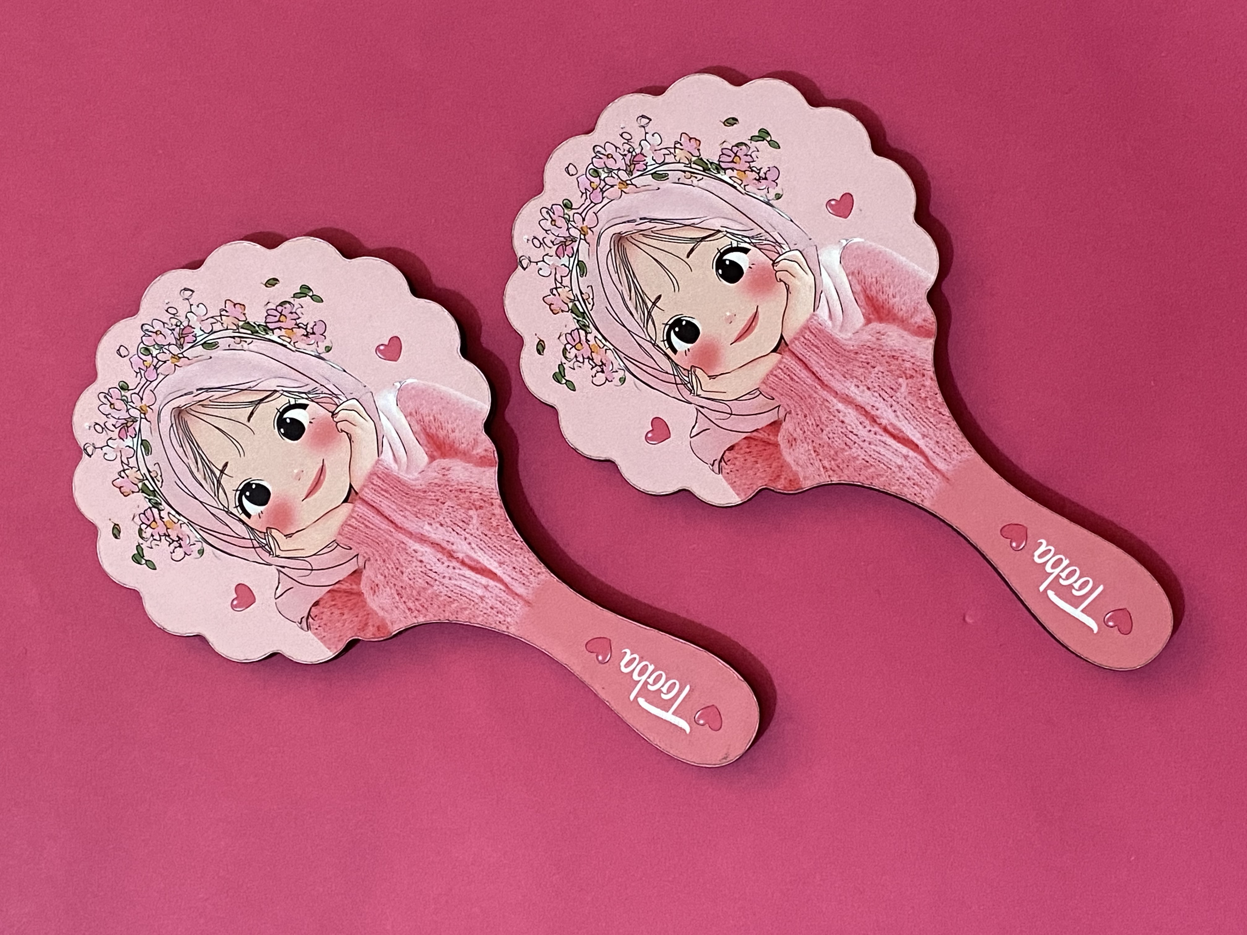 آینه دسته دار چوبی